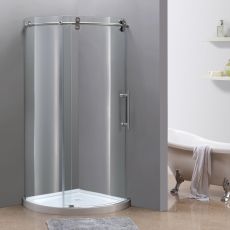 Orbitus Completely Frameless Round Shower Enclosure-SEN980 (Finish: Chrome, Size: 36" x 36" x 75", Door Opening: Left)