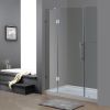 Soleil  Completely Frameless Hinged Alcove Shower Door with Glass Shelves and Base-SDR983-TR