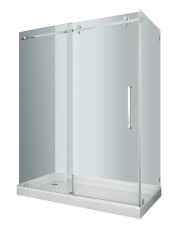 Moselle Completely Frameless Sliding Shower Door Enclosure-SEN976 (Finish: Chrome, Size: 48" x 35" x 75")