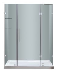 Soleil Completely Frameless Hinged Alcove Shower Door with Glass Shelves-SDR983 (Finish: Chrome, Size: 60" x 75")