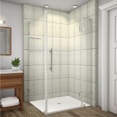 Avalux GS Completely Frameless Shower Enclosure with Glass Shelves-SEN992 (Finish: Chrome, Size: 32" x 30" x 72")