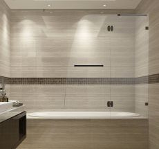 Soleil Completely Frameless Tub Shower Pivot Door-TDR982 (Finish: Chrome, Size: 48" x 58")