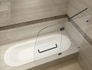 Soleil Completely Frameless Tub Shower Pivot Door-TDR982