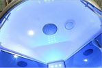 Mesa 9090K-SS1-Corner 1 Person Steam Shower Blue Glass MSRP $3894.00