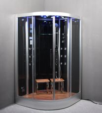 DZ 962F8 Platinum Black Corner 2-Person Steam Shower  MSRP $7185.00