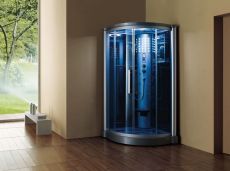 Mesa 801L-SS-1 Person Corner Steam Shower Blue Glass MSRP $4497.00