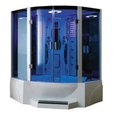 Mesa 608P SST2-Corner Blue Glass 2 Person Steam Shower Tub Combo MSRP $6735.00