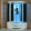 Mesa 609P SST2-Blue Glass Corner 2 Person Steam Shower Tub Combo MSRP $5985.00