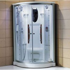 Mesa 801A -SS1- Corner 1 Person Steam Shower Clear Glass MSRP $4497.00