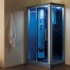 Mesa 802L (L) SS1-1 Person Steam Shower Blue Glass Left Side Design MSRP $3747.00